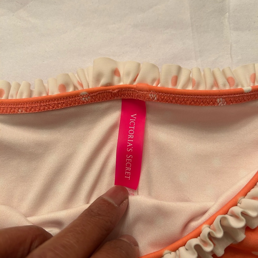 Victoria's Secret Orange Polka Dot Ruffle Bandeau Bra & Bikini Set #225 - Picture 8 of 12